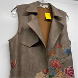 Solitarie Women's Size M Tan-Multi Floral Maxi Vest