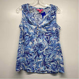 Lilly Pulitzer Size M Women's Blue-White Pattern Tank Top Sleeveless Top