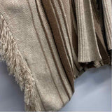 Lauren Jeans Size L Women's Beige-Brown Stripe Wrap Poncho-Cape