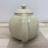 Longaberger Collectors Club Ivory Ceramic Teapot in Quilt Pattern