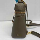 Oleada Mini Anchor Taupe Leather Pebbled Crossbody Handbag