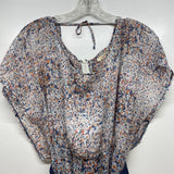 Tulle Size Xl Women's Blue-Multi Pattern Short Sleeve Dress