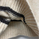 Z Supply Size M Women's Beige Stripe Zip Mock Neck Sweater