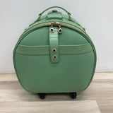 Smart Birdy Pistachio Green Solid Faux Leather Round Suitcase