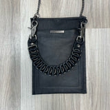 David Galan Black Leather Pebbled Crossbody Handbag