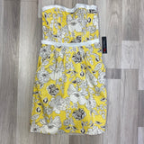 Teeze Me Size XS-5 Women's Yellow-Multicolor Floral Strapless Dress
