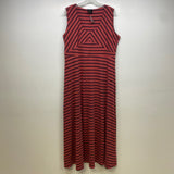 Serena Williams Women's Size Xl Coral-Black Striped Maxi-Sleeveless Dress