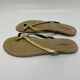 American Eagle Outfitters Size 9 Women's Gold Metallic Flat-Toe Wrap Sandals