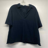 Frank & Eileen Est 1947 Size Xl Women's Black Solid Collar Short Sleeve Top