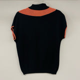 Jamie Sadock Size S Women's Black-Peach Color Block Cap Sleeve Activewear Top