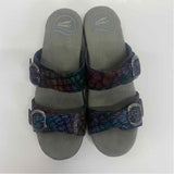 Dansko Size 38-7.5 Women's Black-Multi Iridescent Slip On Sandals