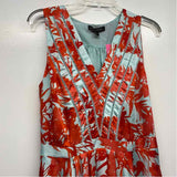 Banana Republic Size 8-M Women's Red-Aqua Pattern Fit And Flare Dress