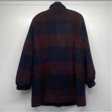 Velvet by Graham Spencer Women's Size S Burgundy-Navy Plaid Button Up Coat