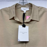 Pomander Place Size M Women's Tan Solid Button Up Shirt