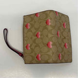 Coach Tan-Pink Signature Leather Bifold Wallet