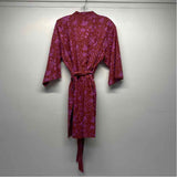 Ahimsa Women's Red-Pink Pattern Belted Short Robe