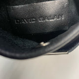 David Galan Black Leather Pebbled Crossbody Handbag