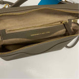 Oleada Mini Anchor Taupe Leather Pebbled Crossbody Handbag
