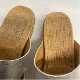 Kork-Ease Size 7 Women's Silver Shimmer Wedge Sandals