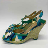 Poetic License Size 38-7 Women's Teal-Multi Pattern Heel Shoes