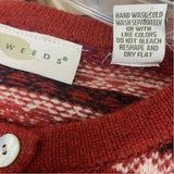 Tweeds Size L Women's Rust-Multicolor Pattern Button Up Sweater