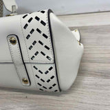 Salvatore Ferragamo Cream Leather Cutout Satchel Handbag