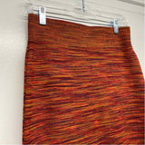 Maeve-Anthropologie Size M- (6-8) Women's Orange-Multi Pattern Pencil-3/4 Skirt