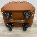 Smart Birdy Cognac Faux Leather Solid Round Suitcase