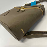 Oleada Mini Anchor Taupe Leather Pebbled Crossbody Handbag