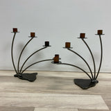 Gray-Copper Metal Candelabra Handcrafted by Ivan McLean c2000