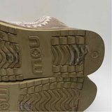 Mou Size 38-7.5 Women's Beige Shimmer Crochet Platform Booties