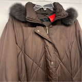 Un Jour Ailleurs Women's Size L Brown Solid Long Coat