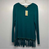 Michael Michael Kors Size S Women's Teal Solid Crew Neck Long Sleeve Top