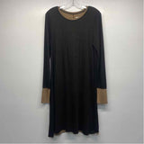 Three Dots Size M Women's Black-Brown Color Block Long Sleeve Dress
