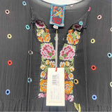 Johnny Was Size S Women's Black-Multi Embroidered Kaftan Dress