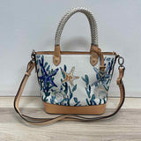 Brighton White-Multi Leather Seascape Print Satchel Handbag