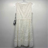 Adrianna Papell Size 6-S Women's White Solid Fit And Flare Dress