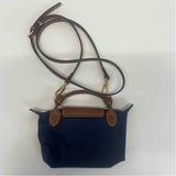 Longchamp Navy-Brown Fabric Colorblock Satchel Handbag