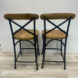 Counter Height Brown-Black Wood-Metal Stool - Set of 2
