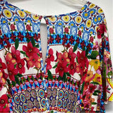 Desigual Size S Women's White-Multicolor Floral Faux Wrap Dress
