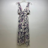 Sienna Sky Size M Women's White-Multicolor Floral Maxi-Halter Dress