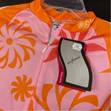 Shebeest Size XS Women's Orange-Pink Pattern Short Sleeve Activewear Top