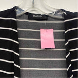Mariel Size S-M Women's Black-White Stripe Maxi-Open Front Long Sleeve Top