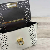 Salvatore Ferragamo Cream Leather Cutout Satchel Handbag