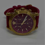 Versace Gold-Red Signature Stainless Steel Round Watch