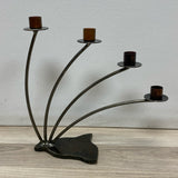 Gray-Copper Metal Candelabra Handcrafted by Ivan McLean c2000