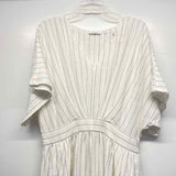 Chico's Size 2-L Women's White-Silver Stripe Maxi-Short Sleeve Dress