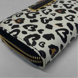 Betsey Johnson White-Black Faux Leather Hearts Zip Around Wallet