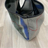 Jack Gomme Gray-Multi Fabric Plaid Tote Handbag