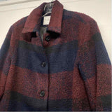 Velvet by Graham Spencer Women's Size S Burgundy-Navy Plaid Button Up Coat